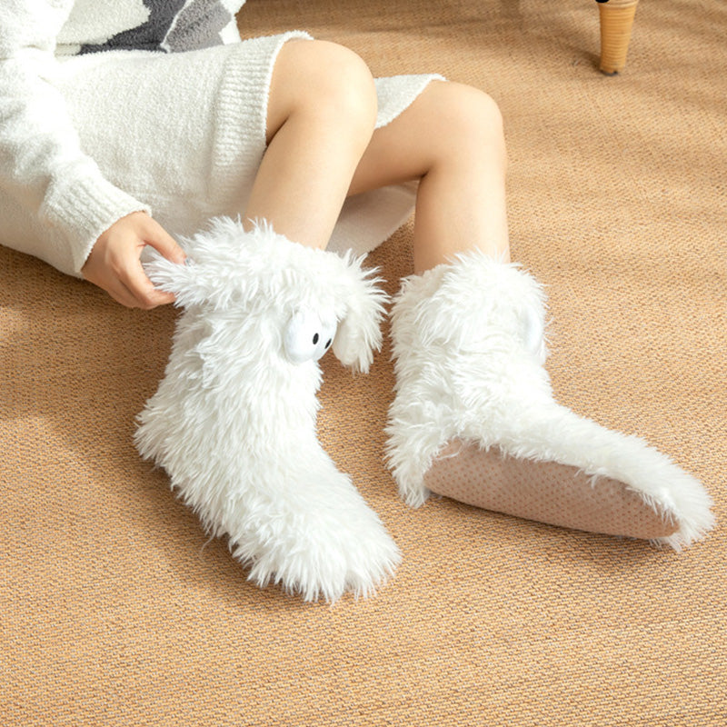 🧦💥Dam plysch‑toffelstrumpor – Tjock fleecefodrade halkfria golvstrumpor, perfekta för hemmabruk på vintern ✨