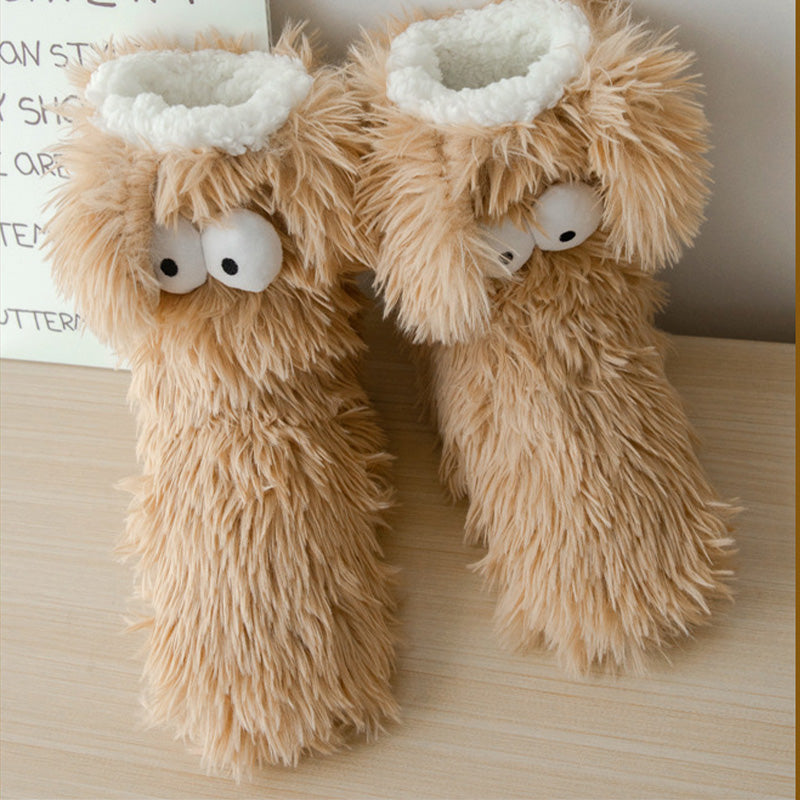 🧦💥Dam plysch‑toffelstrumpor – Tjock fleecefodrade halkfria golvstrumpor, perfekta för hemmabruk på vintern ✨