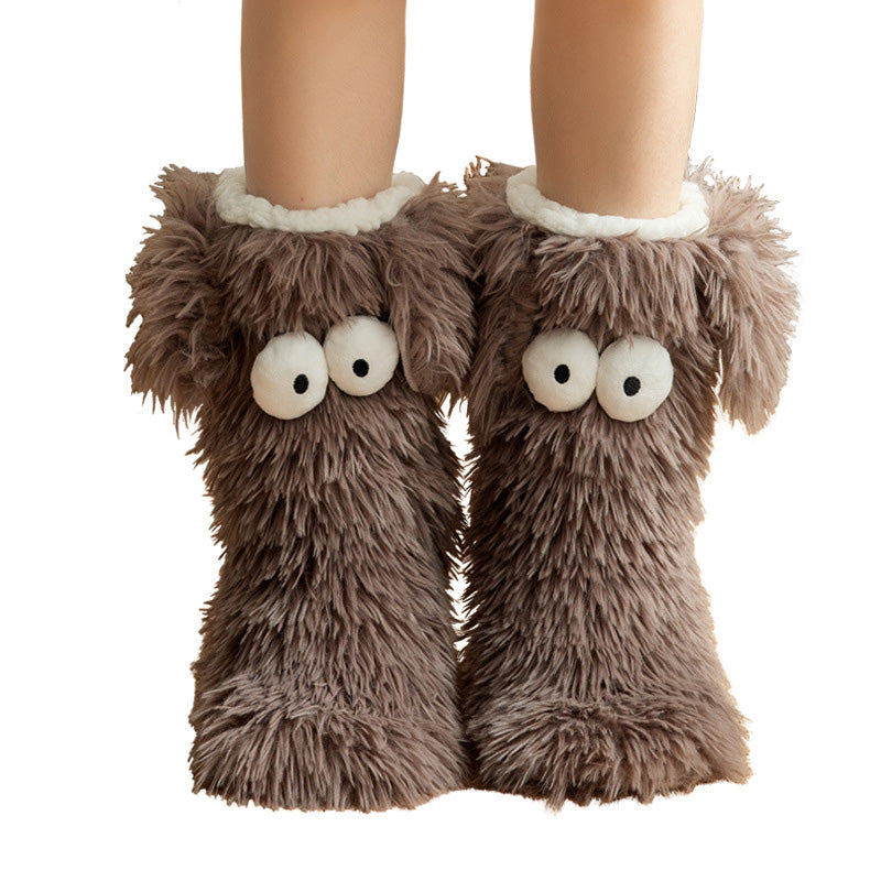 🧦💥Dam plysch‑toffelstrumpor – Tjock fleecefodrade halkfria golvstrumpor, perfekta för hemmabruk på vintern ✨