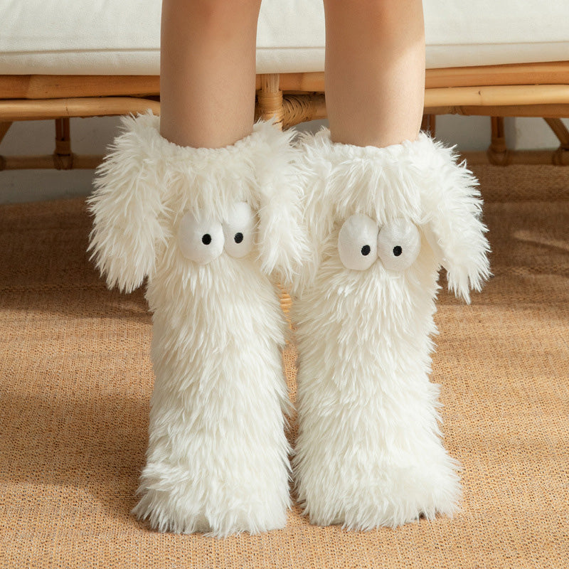 🧦💥Dam plysch‑toffelstrumpor – Tjock fleecefodrade halkfria golvstrumpor, perfekta för hemmabruk på vintern ✨