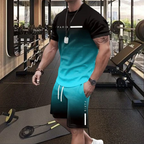 🌈 LIMITED-TIME 50% OFF! 👕 Men's Gradient Color 2-Piece Set – T-Shirt & Shorts, Breathable, Relaxed Fit 🩳