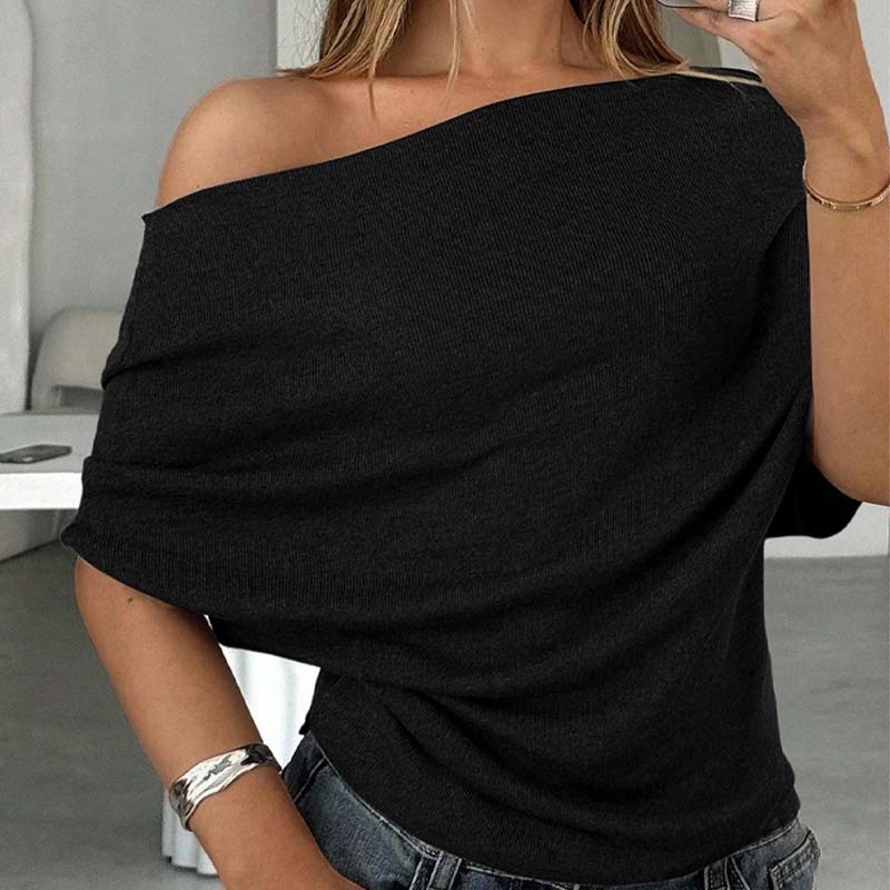 👚 50% RABATT ✨ | Asymmetrisk Topp – Bar Axel & Fladdermusärmar🎁Större rabatt under begränsad tid!