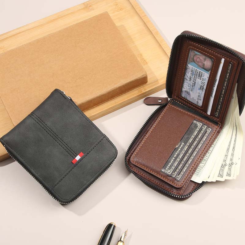 ⏳Begränsad tid – 50% rabatt⏰Elegant Herrplånbok med Dragkedja – Kompakt Bifold Design med Smart Förvaring