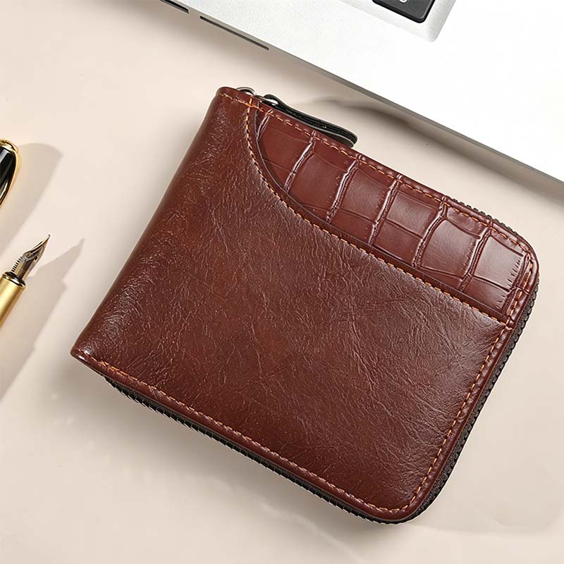 ⏳Begränsad tid – 50% rabatt⏰Elegant Herrplånbok med Dragkedja – Kompakt Bifold Design med Smart Förvaring