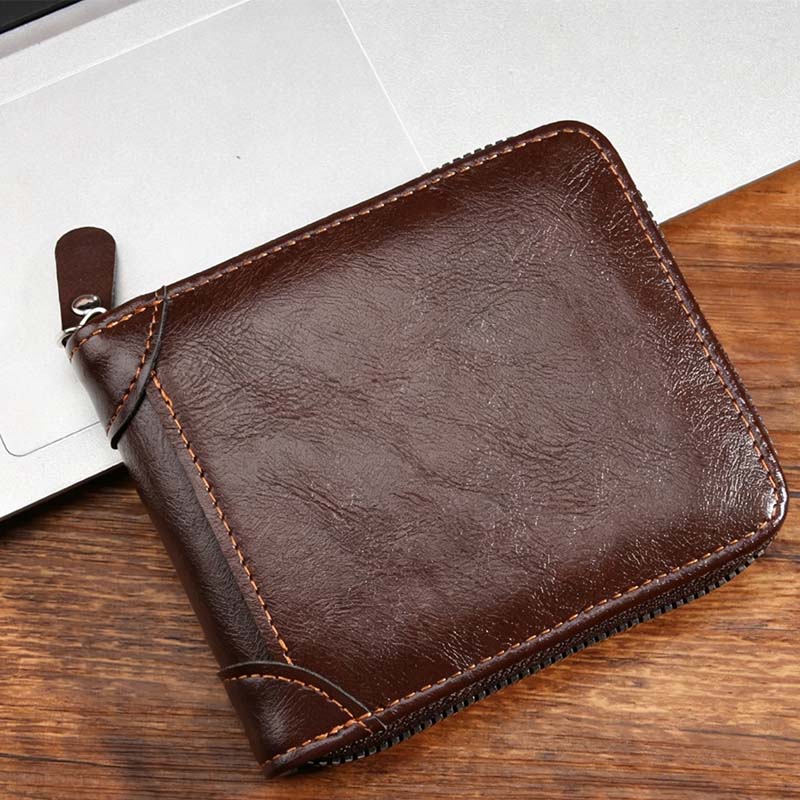⏳Begränsad tid – 50% rabatt⏰Elegant Herrplånbok med Dragkedja – Kompakt Bifold Design med Smart Förvaring