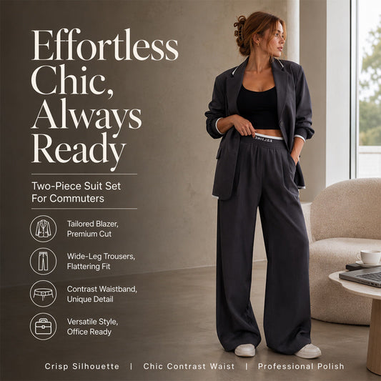 Elegant Byxdräkt för Kvinnor – Oversized Kavaj & Vida Byxor för En Stilren Look