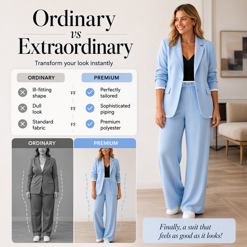 Elegant Byxdräkt för Kvinnor – Oversized Kavaj & Vida Byxor för En Stilren Look