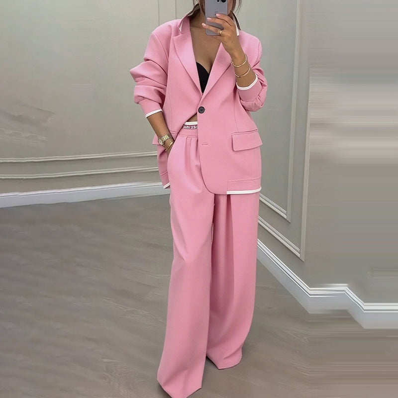 Elegant Byxdräkt för Kvinnor – Oversized Kavaj & Vida Byxor för En Stilren Look