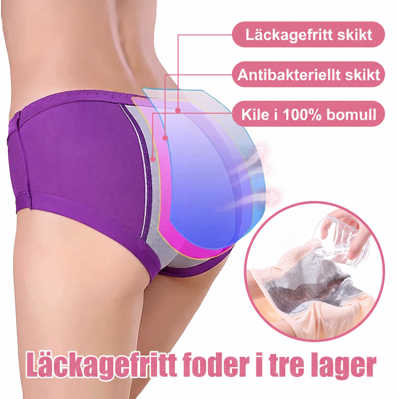 🎉Köp 1 få 3 🎉Högmidjade Läckagesäkra Menstrosor – Mjuka Periodtrosor med Extra Skydd