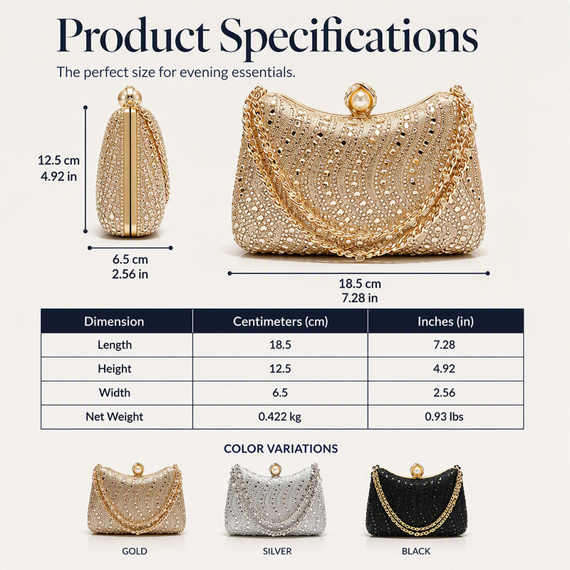 🎀🎁Elegant aftonväska med pärlspänne