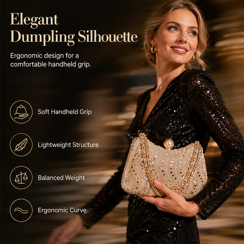 🎀🎁Elegant aftonväska med pärlspänne