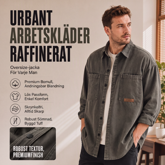 Bästsäljare🔥👔Herrls långärmad löst sittande utilityskjorta