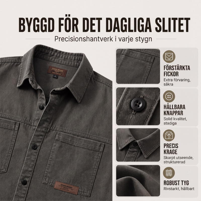 Bästsäljare🔥👔Herrls långärmad löst sittande utilityskjorta