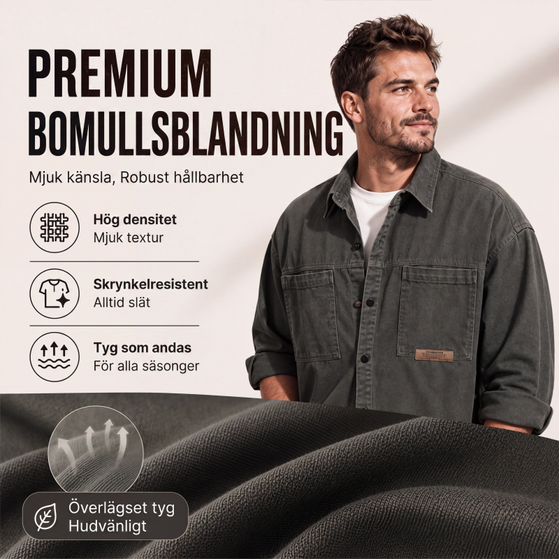 Bästsäljare🔥👔Herrls långärmad löst sittande utilityskjorta