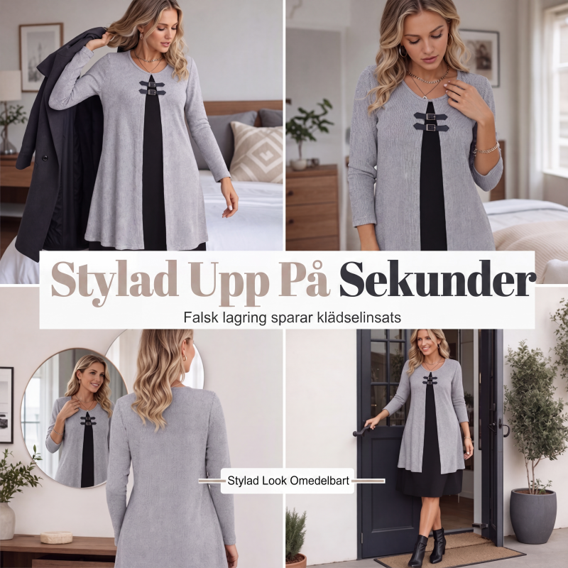 🎉50 % rabatt så länge lagret räcker!⌛️Ribbstickad A-linje klänning för kvinnor – Elegant och bekväm vardagsstil