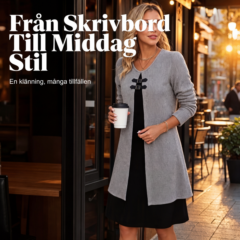 🎉50 % rabatt så länge lagret räcker!⌛️Ribbstickad A-linje klänning för kvinnor – Elegant och bekväm vardagsstil