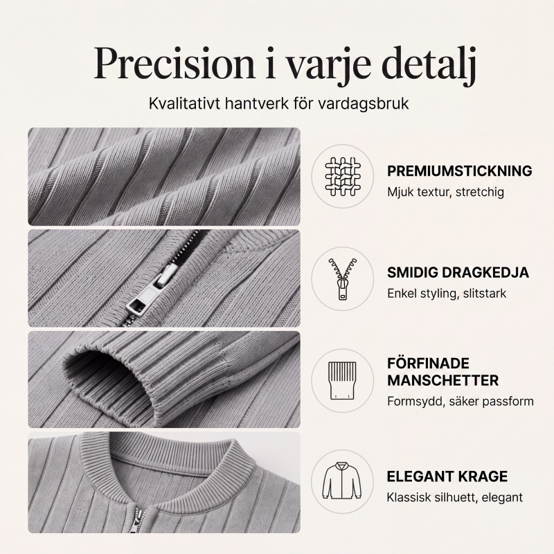 Nya ankomster✨Dam ribbad stickad zip-up bomberjacka