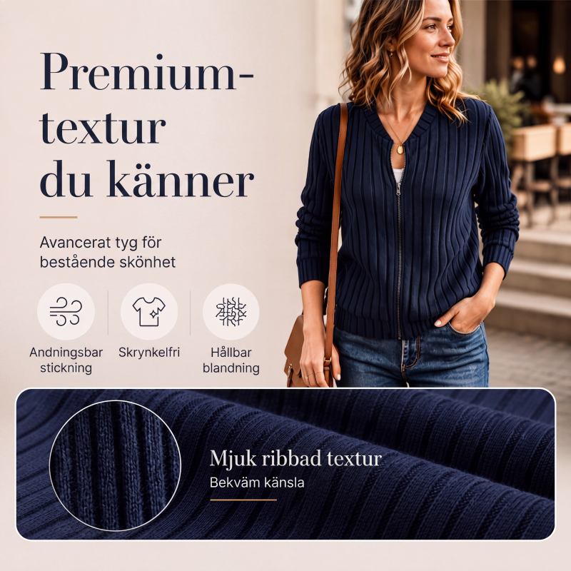 Nya ankomster✨Dam ribbad stickad zip-up bomberjacka