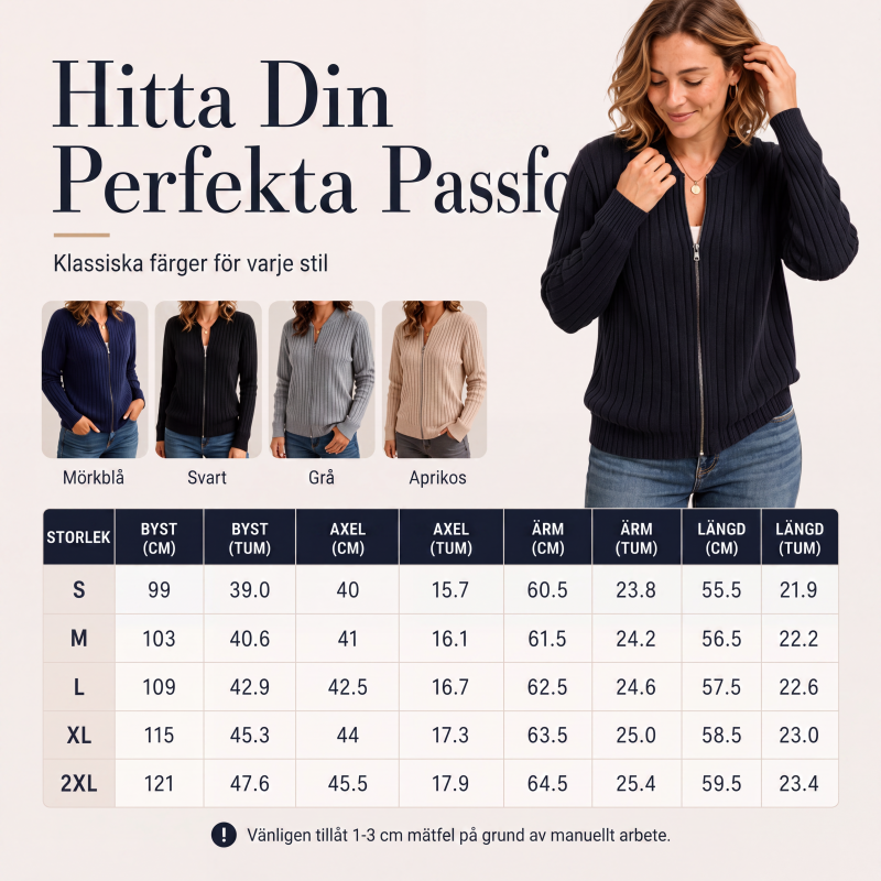 Nya ankomster✨Dam ribbad stickad zip-up bomberjacka