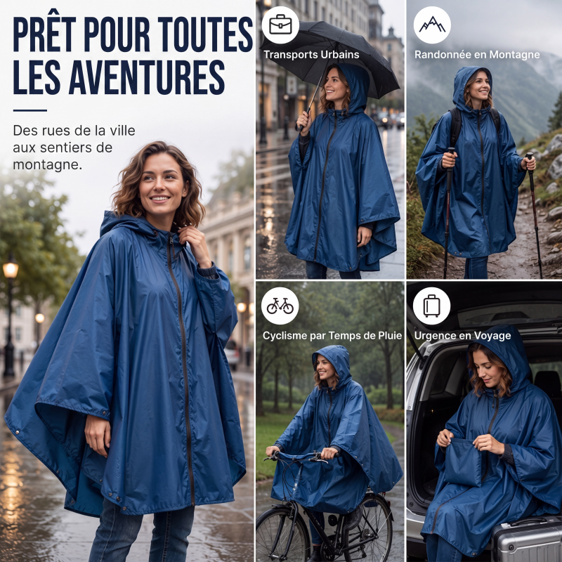 🎉NYHETER 2026✨|Unisex Vattentät Lätt Huvad Regnponcho