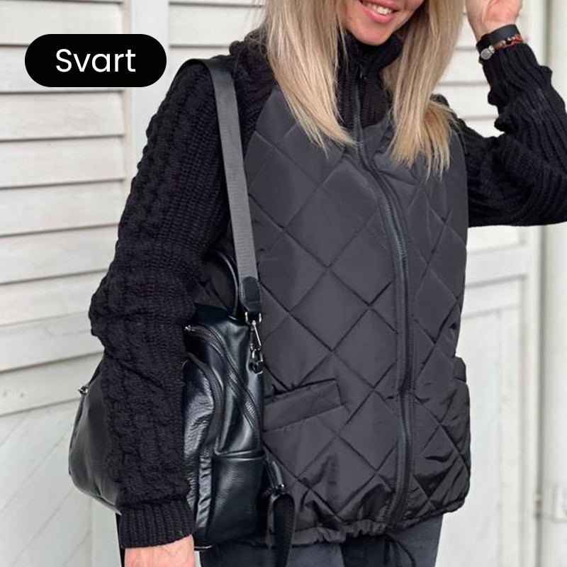 ❄️Stickad Patchwork Jacka för Kvinnor – Lätt Värmande Höstjacka med Praktiska Fickor