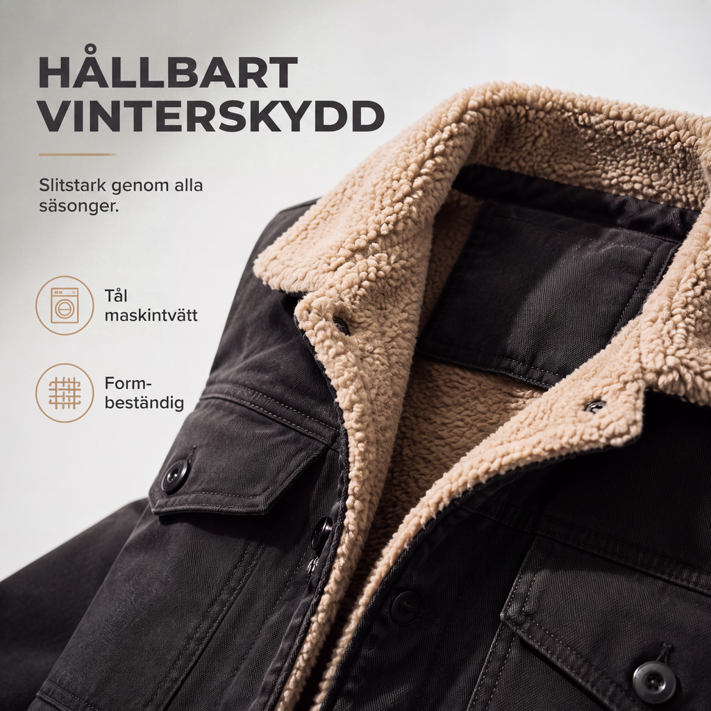 Nyhet✨Sherpa-Fodrad Herrjacka – Vindtät Utilityjacka med Praktiska Fickor för Kalla Dagar
