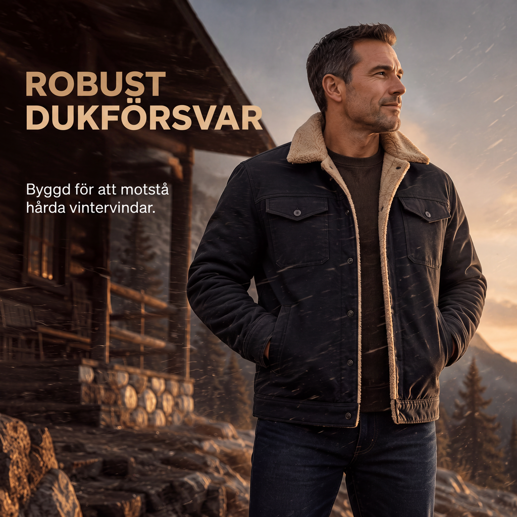 Nyhet✨Sherpa-Fodrad Herrjacka – Vindtät Utilityjacka med Praktiska Fickor för Kalla Dagar