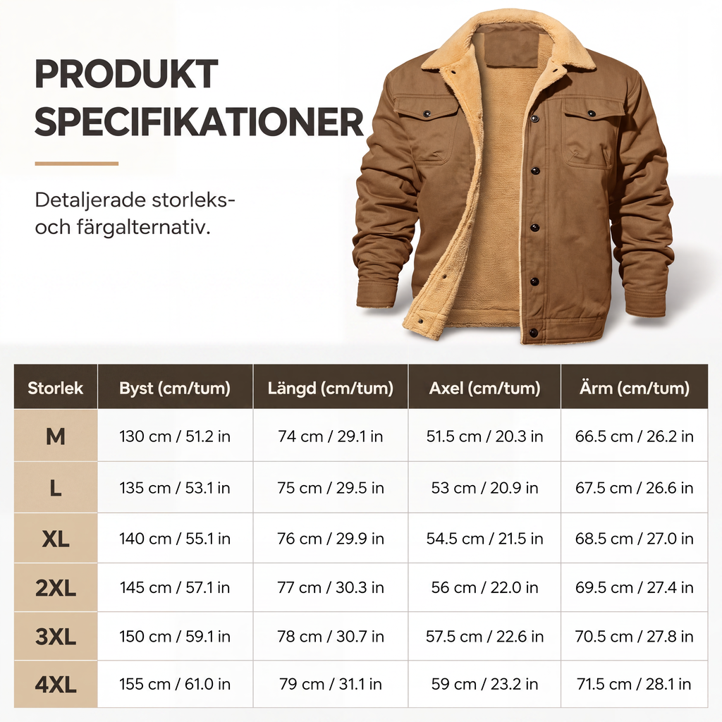 Nyhet✨Sherpa-Fodrad Herrjacka – Vindtät Utilityjacka med Praktiska Fickor för Kalla Dagar
