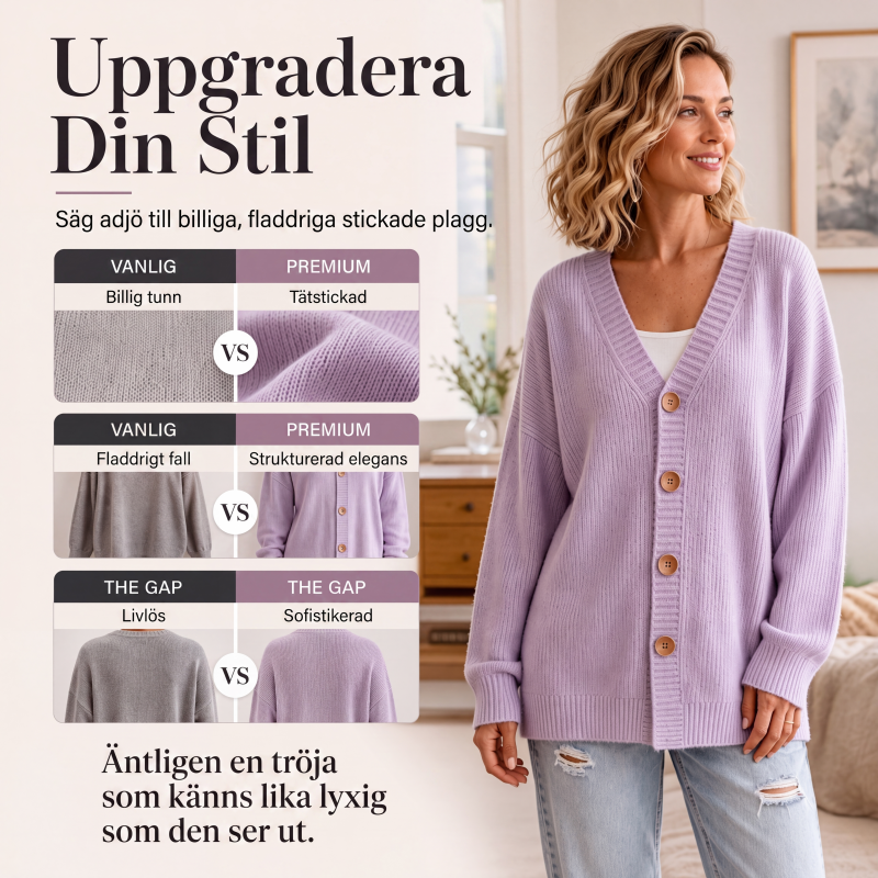 🍂Stickad cardigan i oversize med V-ringning för kvinnor