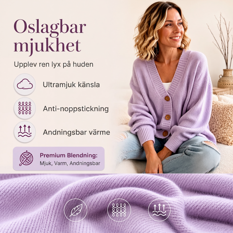 🍂Stickad cardigan i oversize med V-ringning för kvinnor