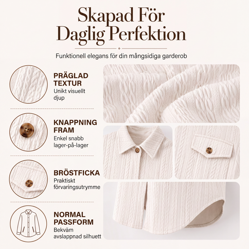 Texturerad Skjorta för Kvinnor – Långärmad Overshirt med Avslappnad Passform och Elegant Stil