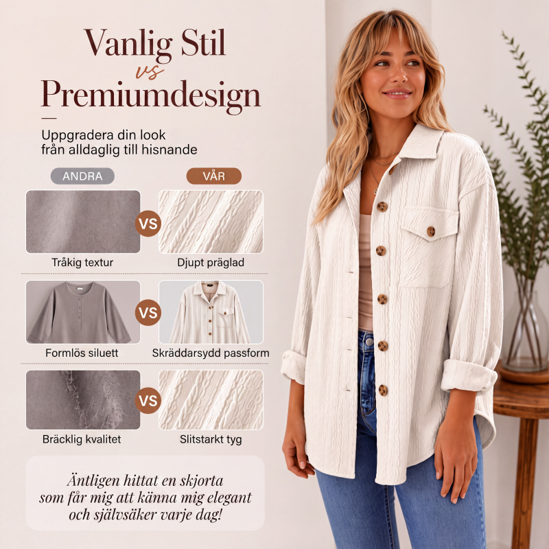 Texturerad Skjorta för Kvinnor – Långärmad Overshirt med Avslappnad Passform och Elegant Stil