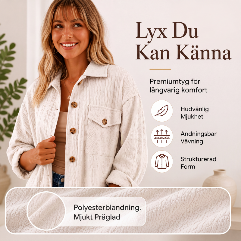 Texturerad Skjorta för Kvinnor – Långärmad Overshirt med Avslappnad Passform och Elegant Stil