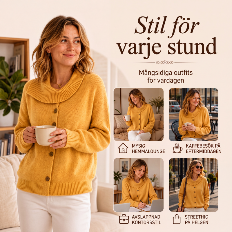 🍂Kvinnlig stickad kofta med oregelbunden krage