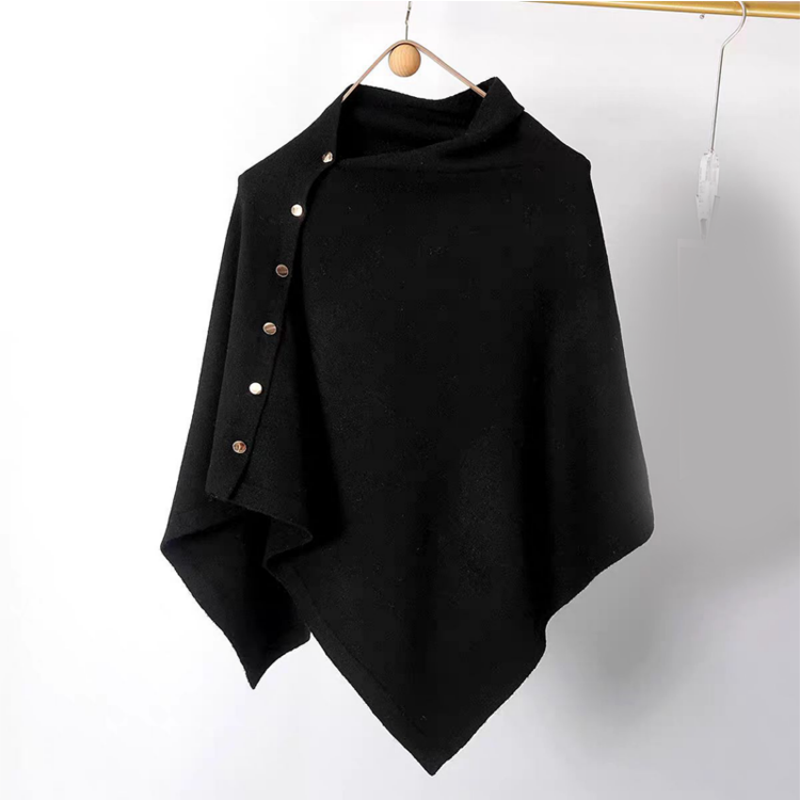 Nya ankomster📦🍂Stilfull poncho med sidoknappar för kvinnor