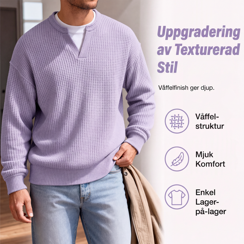 Ett måste🔥|👕Herrarnas våffelstickade tröja – avslappnad höststil