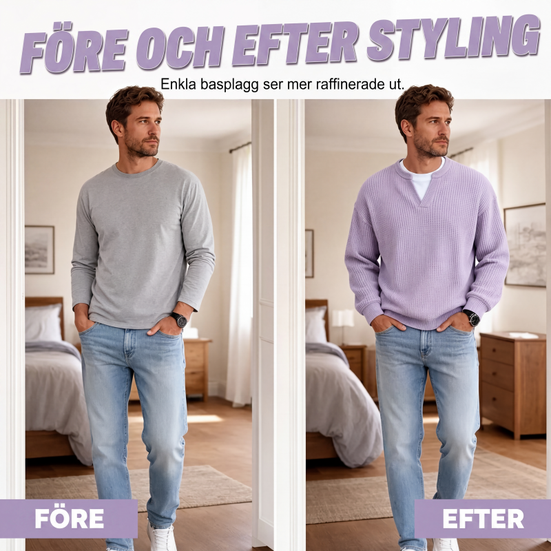 Ett måste🔥|👕Herrarnas våffelstickade tröja – avslappnad höststil