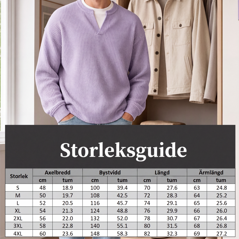 Ett måste🔥|👕Herrarnas våffelstickade tröja – avslappnad höststil