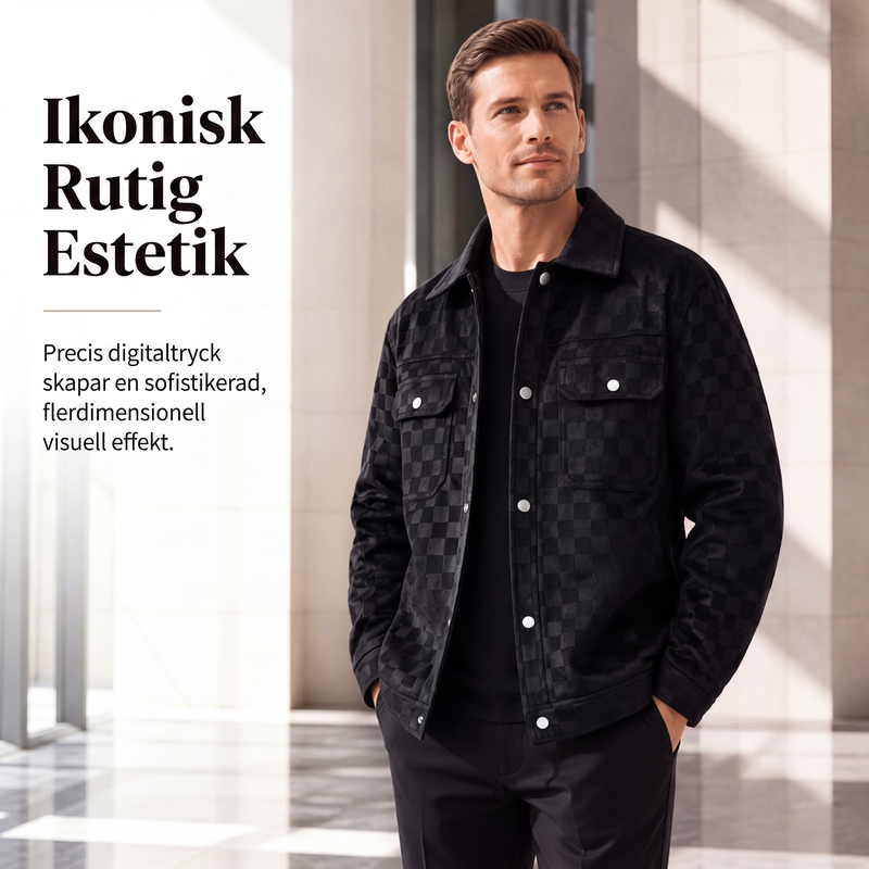 🍂Nya höstnyheter|Herrjacka i konstmocka med diskret rutmönster
