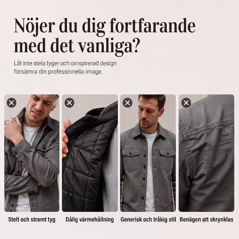 🍂Nya höstnyheter|Urban Elegant Mockajacka för Herr – Stilren Rutig Jacka med Vadderat Foder