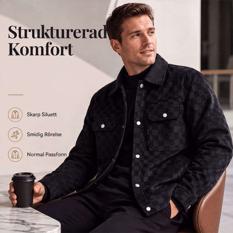 🍂Nya höstnyheter|Herrjacka i konstmocka med diskret rutmönster