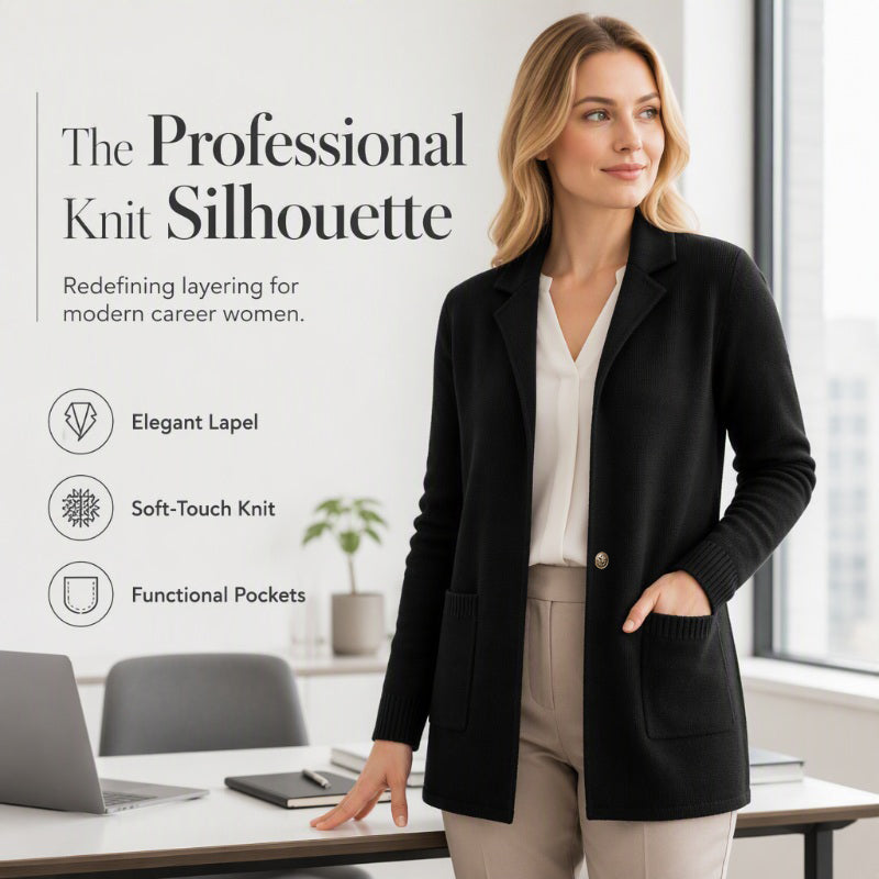 🍂Nya höstnyheter|Stickad kavajkofta för kvinnor – Elegant krage och mjuk komfort