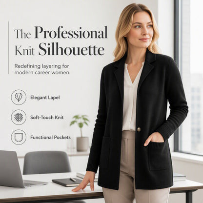 🍂Nya höstnyheter|Stickad kavajkofta för kvinnor – Elegant krage och mjuk komfort