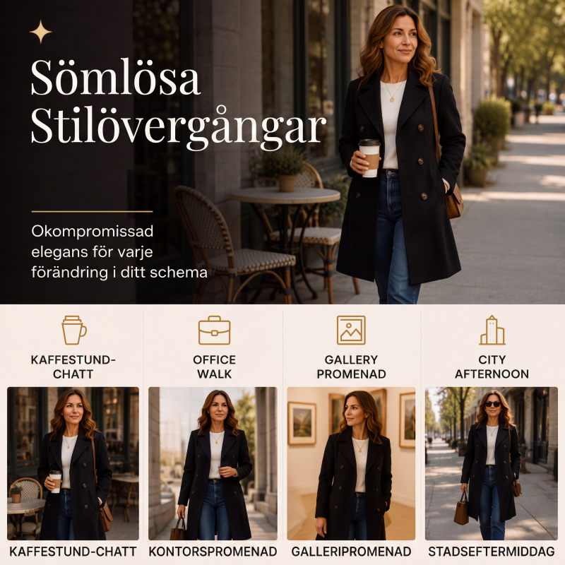 Bästsäljare🔥 🧥 Dubbelknäppt ullkappa med klassisk krage – lyxig värme för svala dagar