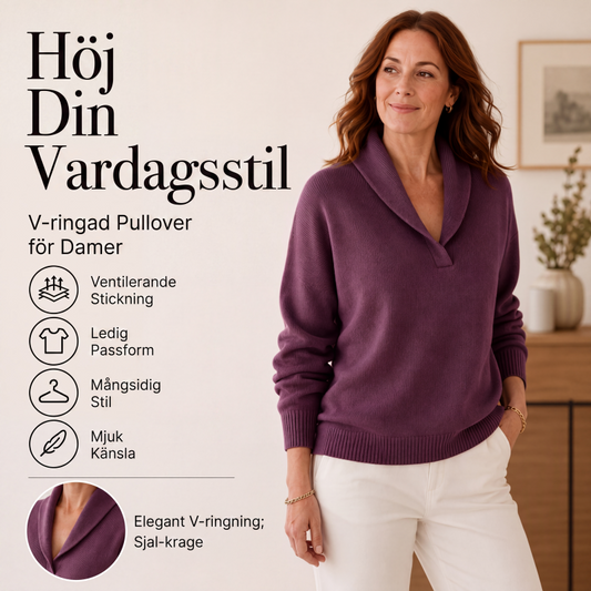 Elegant Damtröja med Sjalkrage – Mjuk och Bekväm Stickad Pullover för Vardagen
