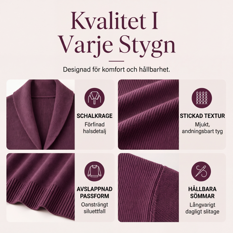 Elegant Damtröja med Sjalkrage – Mjuk och Bekväm Stickad Pullover för Vardagen