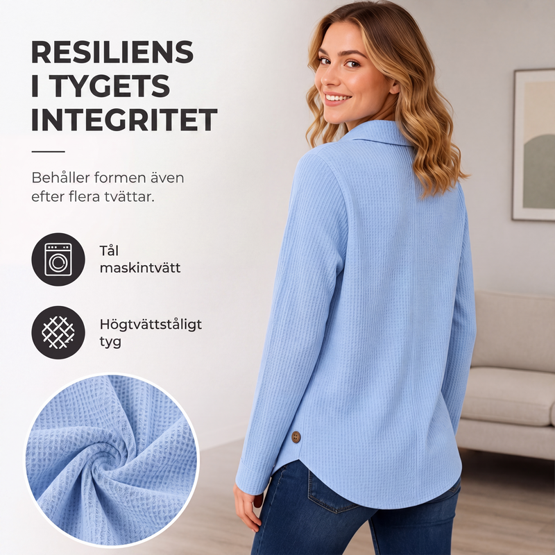 🔥Bästsäljare |👕 Oregelbunden crossover-hem med våffelstickning – modern & ledig för alla tillfällen
