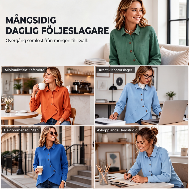 🔥Bästsäljare |Våffelstickad Crossover-Topp för Kvinnor – Elegant och Bekväm Vardagströja