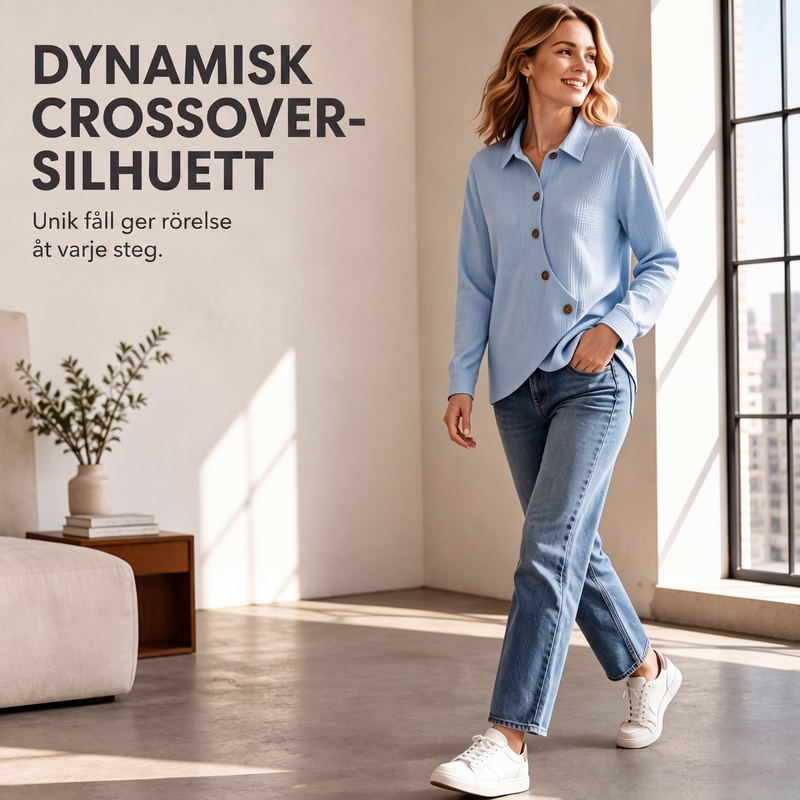 🔥Bästsäljare |👕 Oregelbunden crossover-hem med våffelstickning – modern & ledig för alla tillfällen