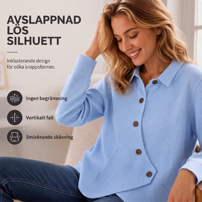 🔥Bästsäljare |👕 Oregelbunden crossover-hem med våffelstickning – modern & ledig för alla tillfällen